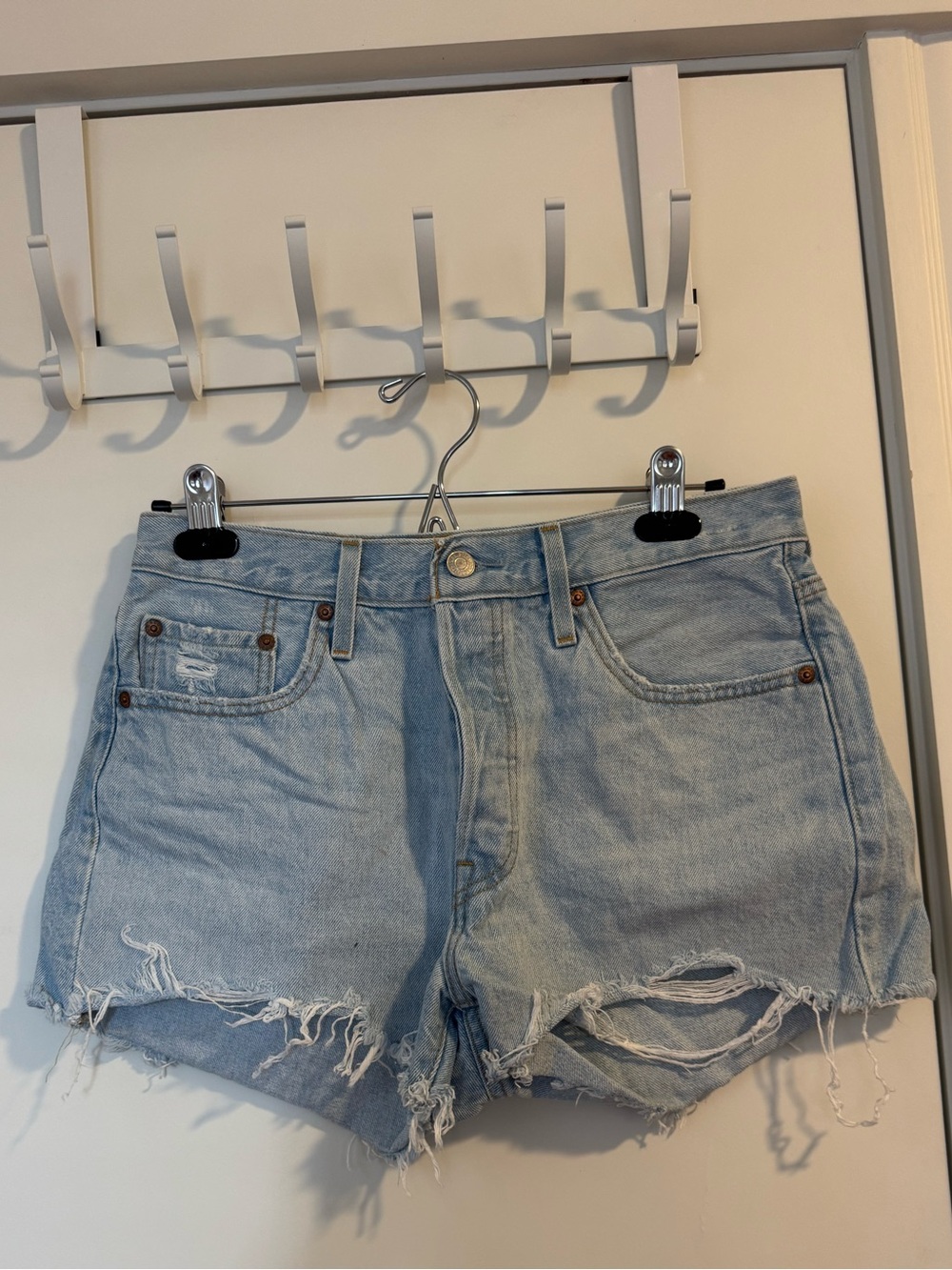 Levi’s 501 Light Blue Distressed Denim Women’s Shorts